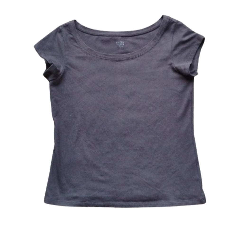 Like New Eileen Fisher Dark Brown Organic Cotton Cap Sleeve Tee XS
